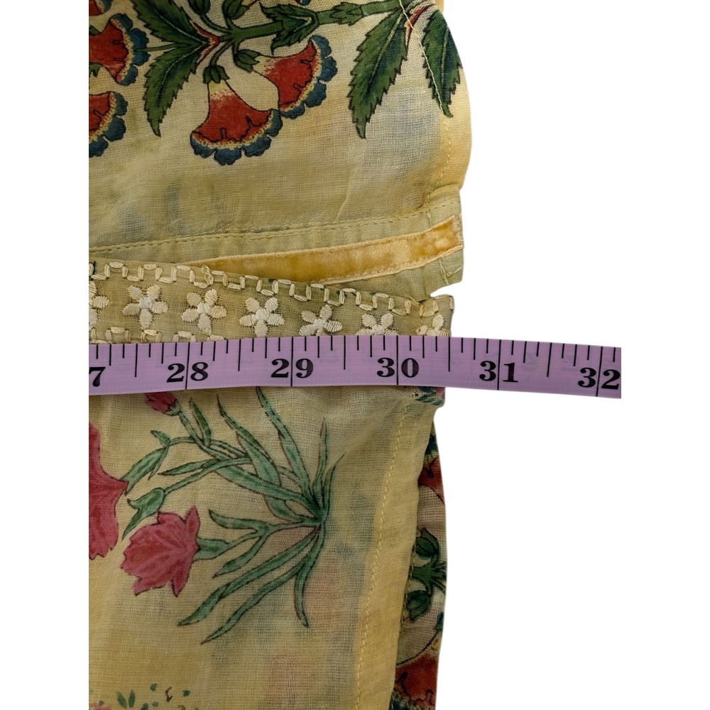 Vintage Goa Women's Yellow Floral Embroidered Tunic Shirt Size L - B13 - Picture 7 of 10